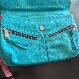 Coral Blue Colab Wristlet